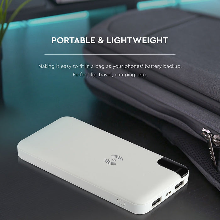 (Lot de 50) Batterie externe sans fil VT-3509 8000mAh avec écran et support - Blanc