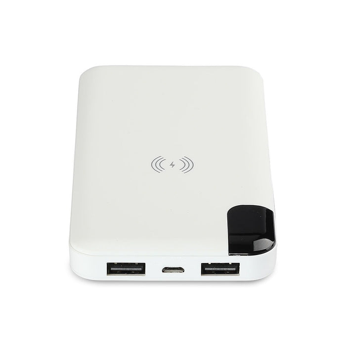 (Lot de 50) Batterie externe sans fil VT-3509 8000mAh avec écran et support - Blanc